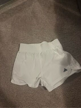 Women’s adidas White Elastic Waist Athletic Shorts with Logo
